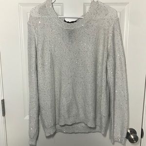 Silver Sequins Long Sleeve Top